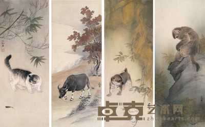 王申勇 动物 四屏 75.5×28.5cm×4